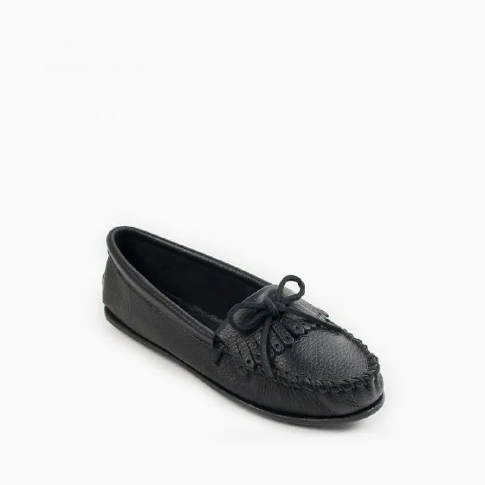 Minnetonka Women's Black Deerskin Kilty Shoe