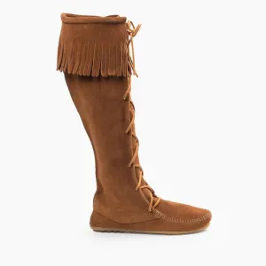 Minnetonka Women's Brown Front Lace Knee High Boot