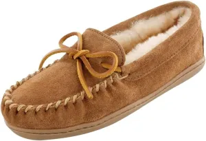 Minnetonka Women’s Sheepskin Hardsole Tan Moccasin 9 M