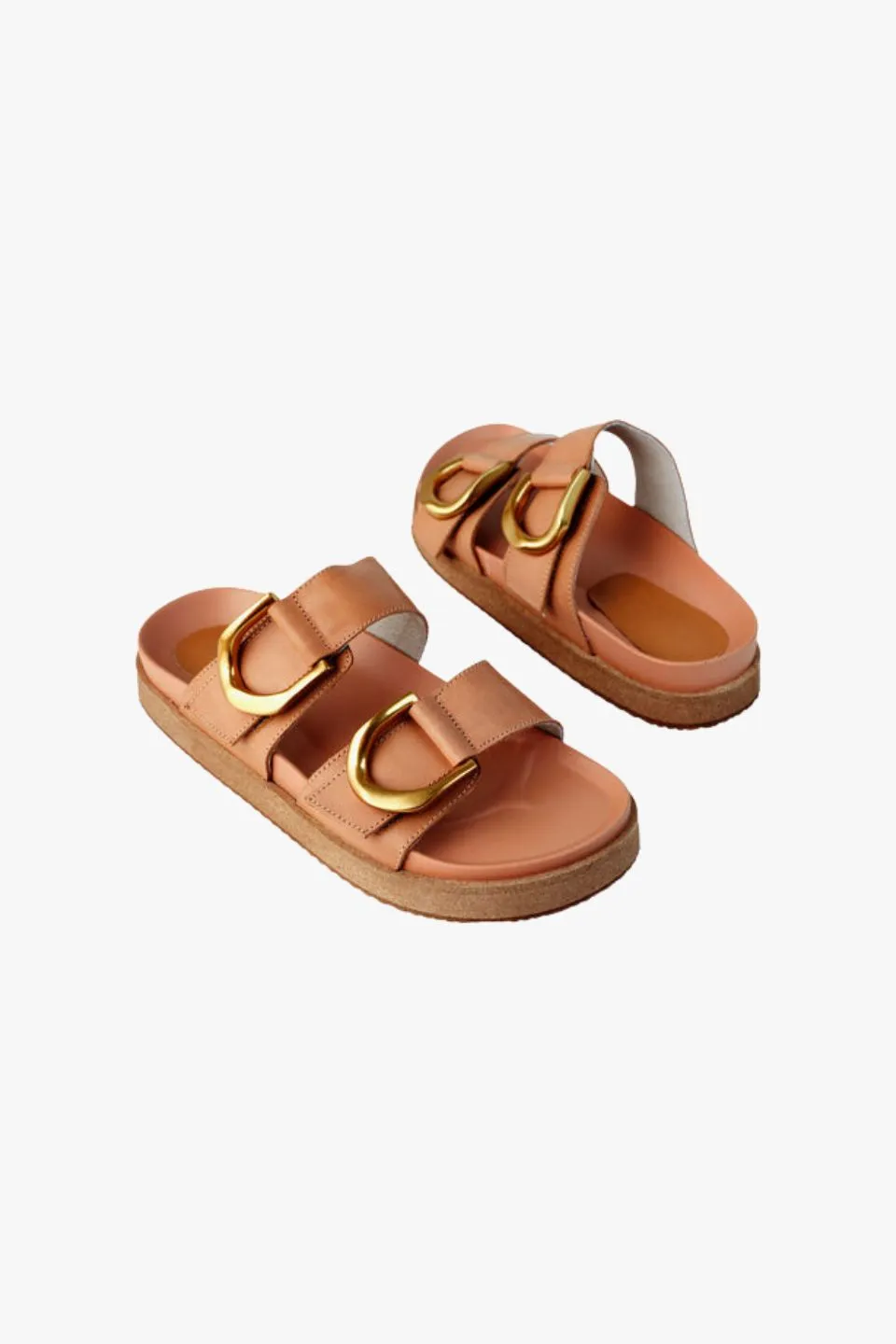Mint Coconut Tan Leather Buckle Slide