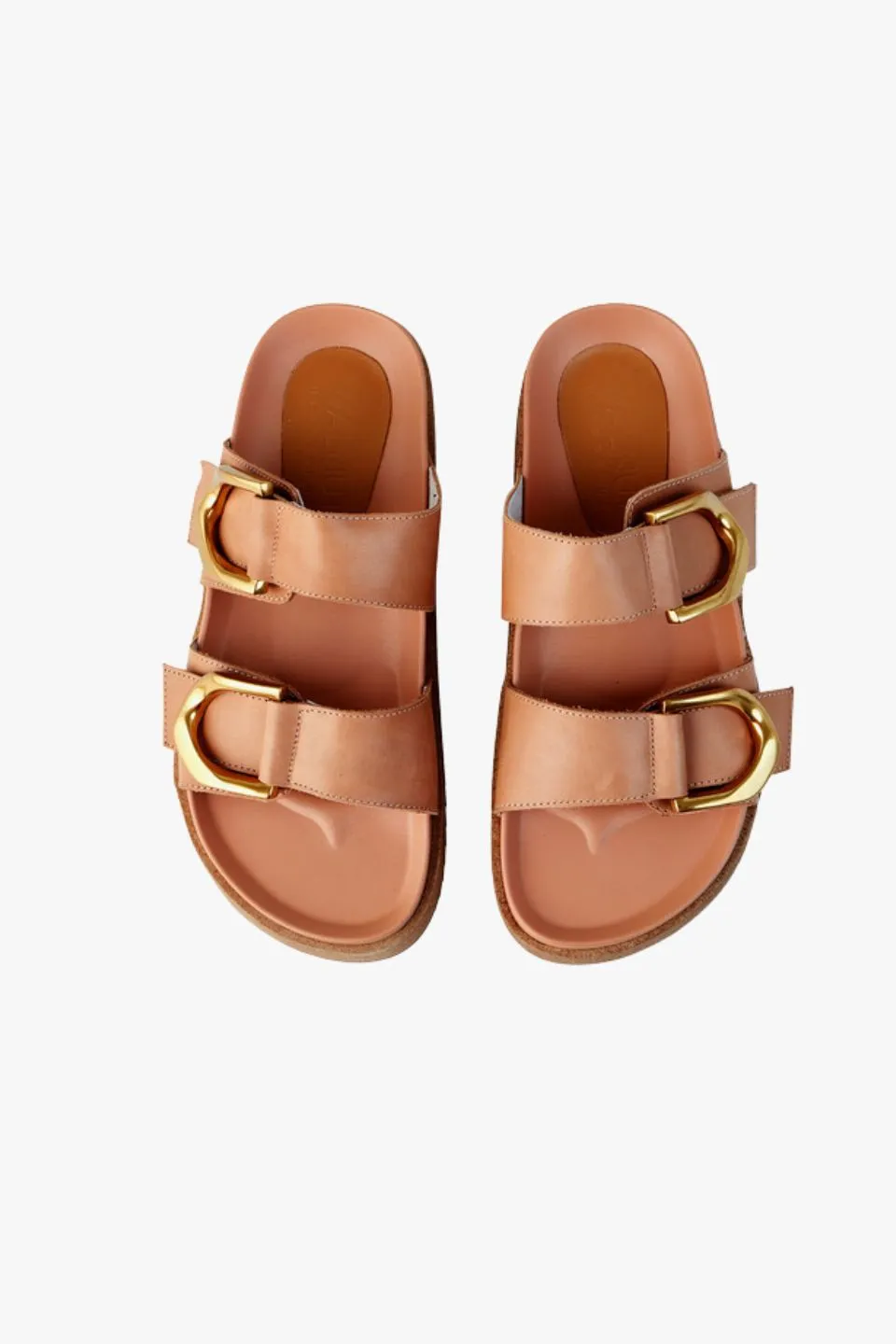 Mint Coconut Tan Leather Buckle Slide
