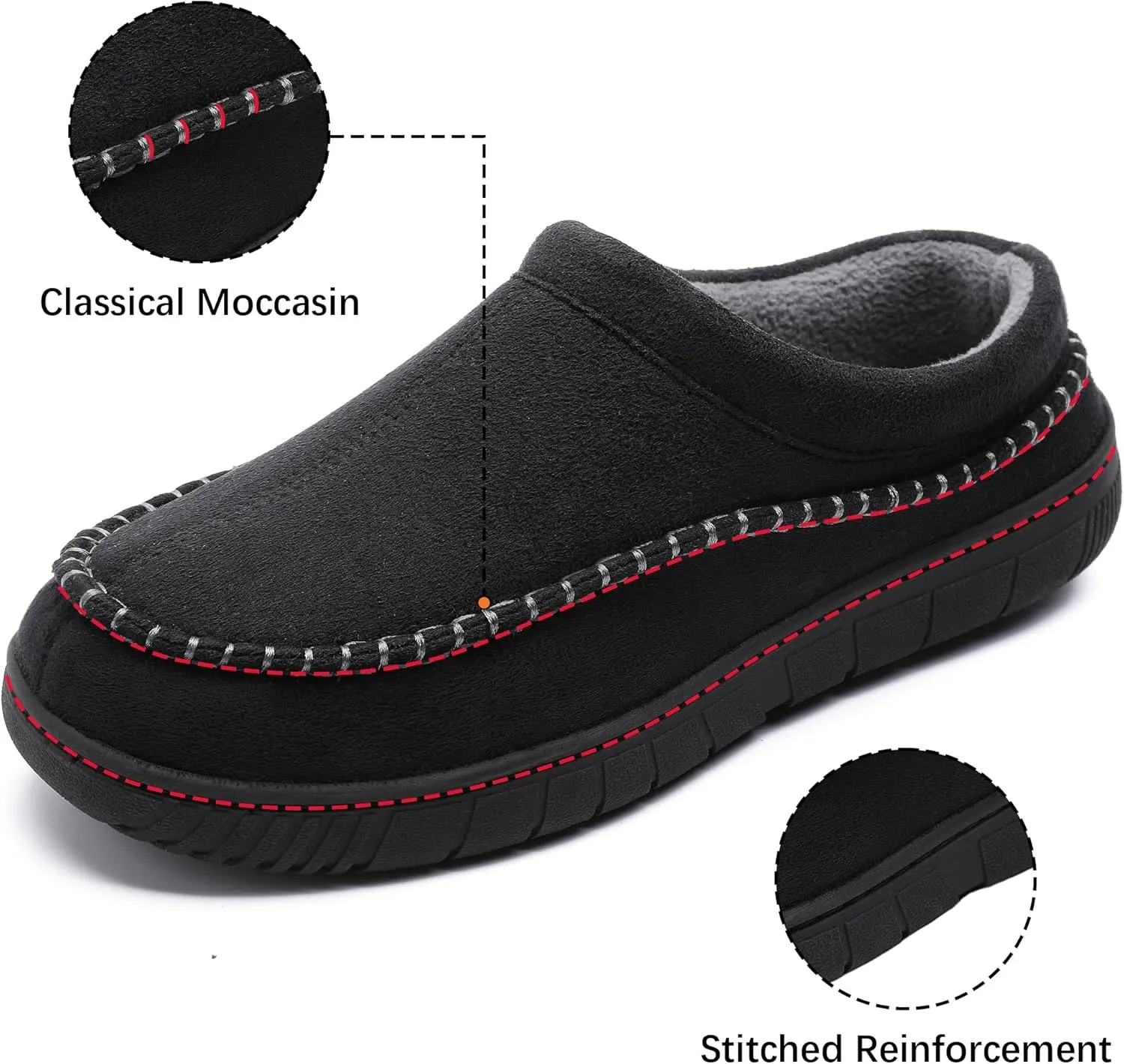 MIXIN Mens Slippers Indoor Outdoor Memory Foam Warm Fuzzy Fluffy Comfy House Shoes Anti-Slip Moccasin Slippers