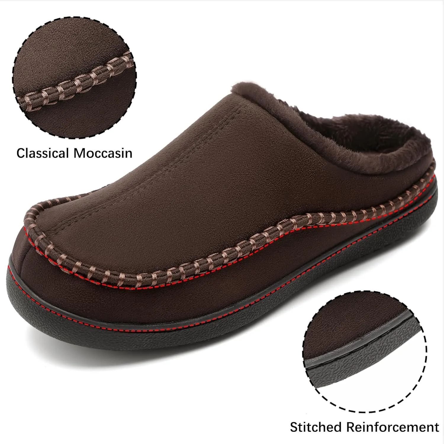MIXIN Mens Slippers Indoor Outdoor Memory Foam Warm Fuzzy Fluffy Comfy House Shoes Anti-Slip Moccasin Slippers