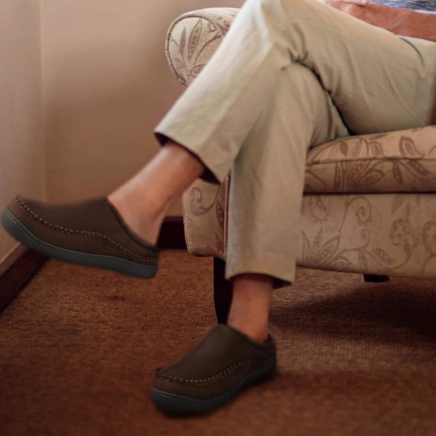 MIXIN Mens Slippers Indoor Outdoor Memory Foam Warm Fuzzy Fluffy Comfy House Shoes Anti-Slip Moccasin Slippers