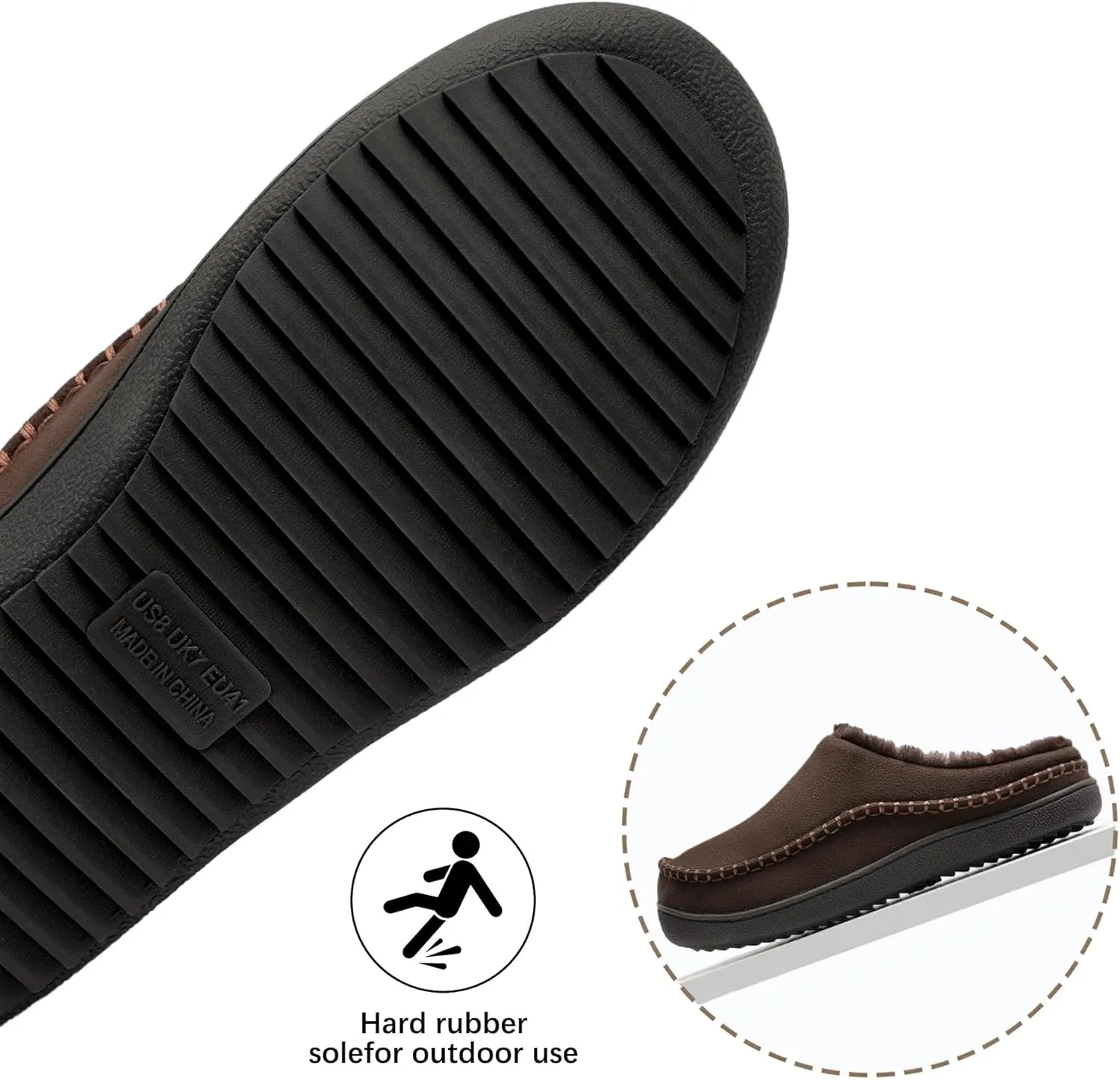 MIXIN Mens Slippers Indoor Outdoor Memory Foam Warm Fuzzy Fluffy Comfy House Shoes Anti-Slip Moccasin Slippers