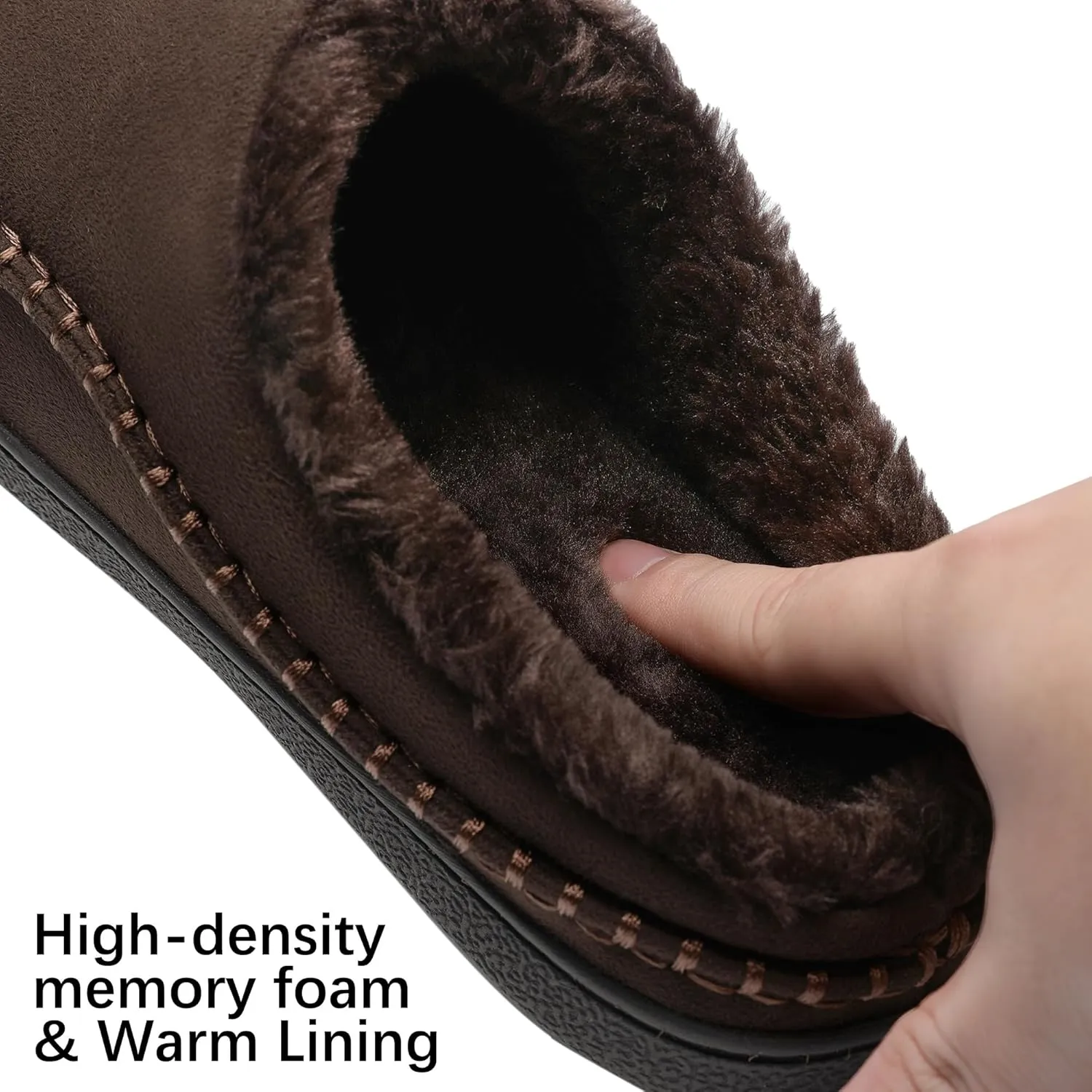 MIXIN Mens Slippers Indoor Outdoor Memory Foam Warm Fuzzy Fluffy Comfy House Shoes Anti-Slip Moccasin Slippers