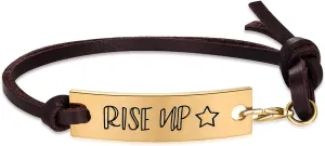 MIXJOY Hamilton Broadway Musical Merchandise Gifts Rise Up Brown Leather Bracelet Jewelry for Teen