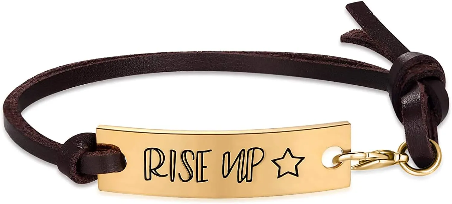 MIXJOY Hamilton Broadway Musical Merchandise Gifts Rise Up Brown Leather Bracelet Jewelry for Teen
