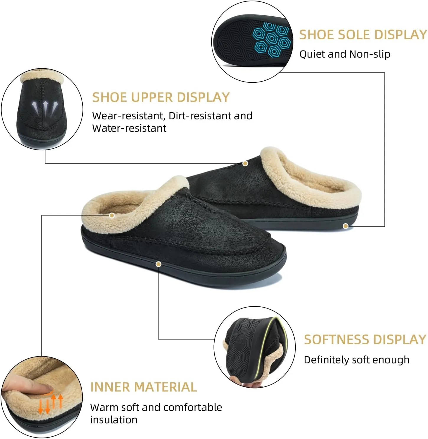 Moccasins for Men Memory Foam Slippers Men's House Shoes for Indoor Outdoor with Microsuede Fleece Fuzzy Lined