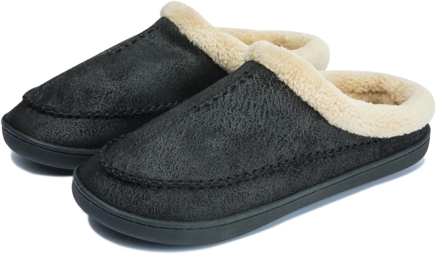 Moccasins for Men Memory Foam Slippers Men's House Shoes for Indoor Outdoor with Microsuede Fleece Fuzzy Lined