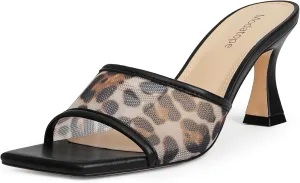 Modatope Womens Heeled Sandals Open Square Toe Heels Chunky Block Heel Slip On Sandals for Women