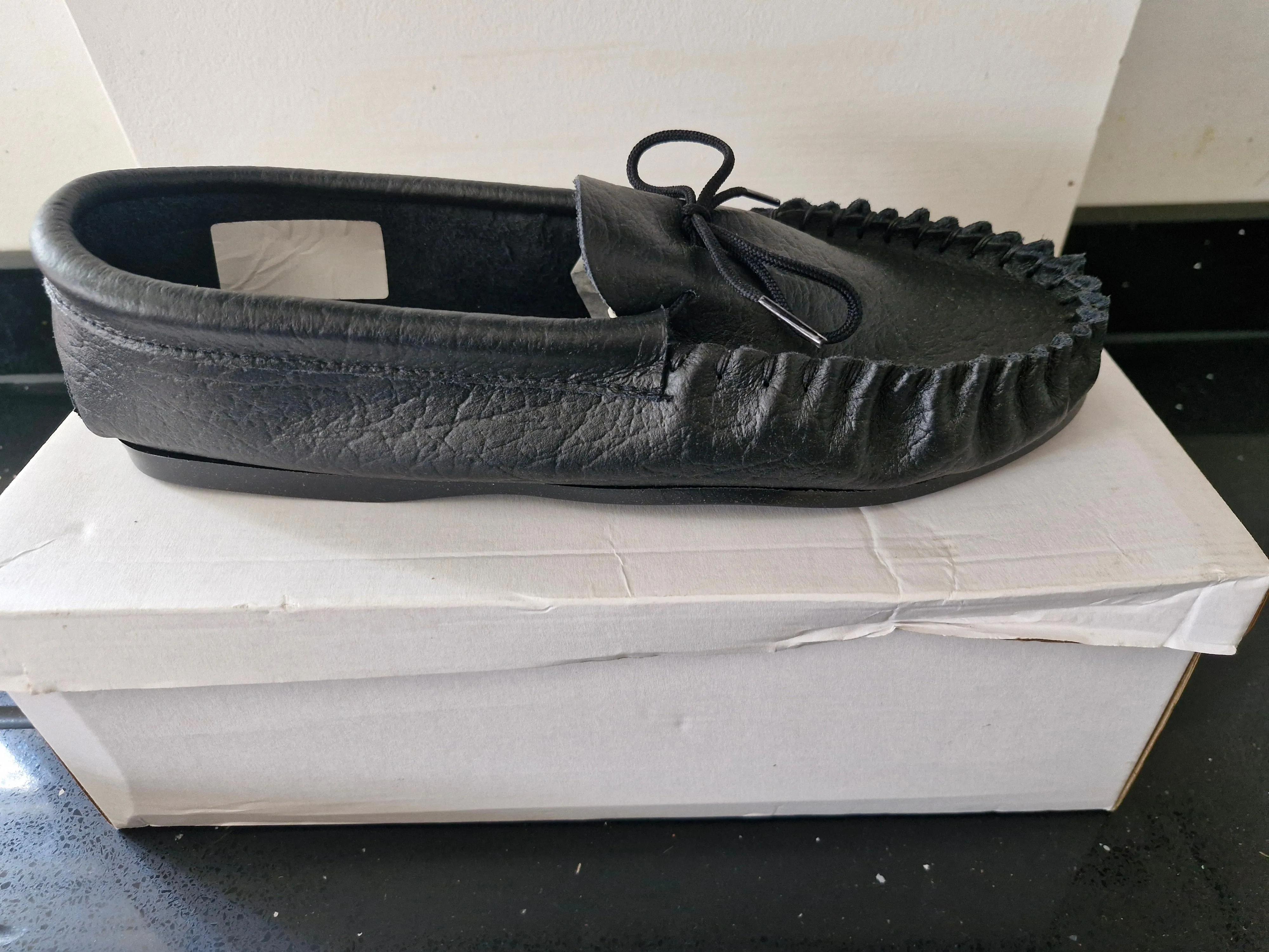 Mokkers Black Soft Leather Moccasin Shoes (MS081A)