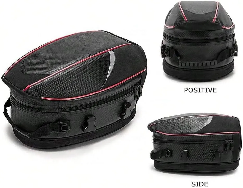 Motorcycle Tail Bag for Benelli BN 302S BN 300, Large Capacity Water-Resistant Wear-Resistant Motorcycle Helmet Bag, Expandable Rear Seat Storage Luggage Backpack,B White Black
