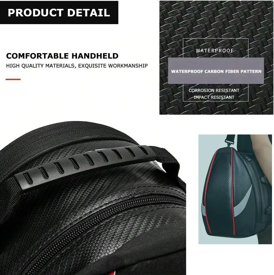 Motorcycle Tail Bag for Benelli BN 302S BN 300, Large Capacity Water-Resistant Wear-Resistant Motorcycle Helmet Bag, Expandable Rear Seat Storage Luggage Backpack,B White Black