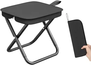 Mountaineering and Hiking Portable Stool– Supports Up to 265 Lbs, Durable Camping Stool, Outdoor Zipper Pack Folding Chair for Travel and Fishing (Pen Bag - Black, Large)