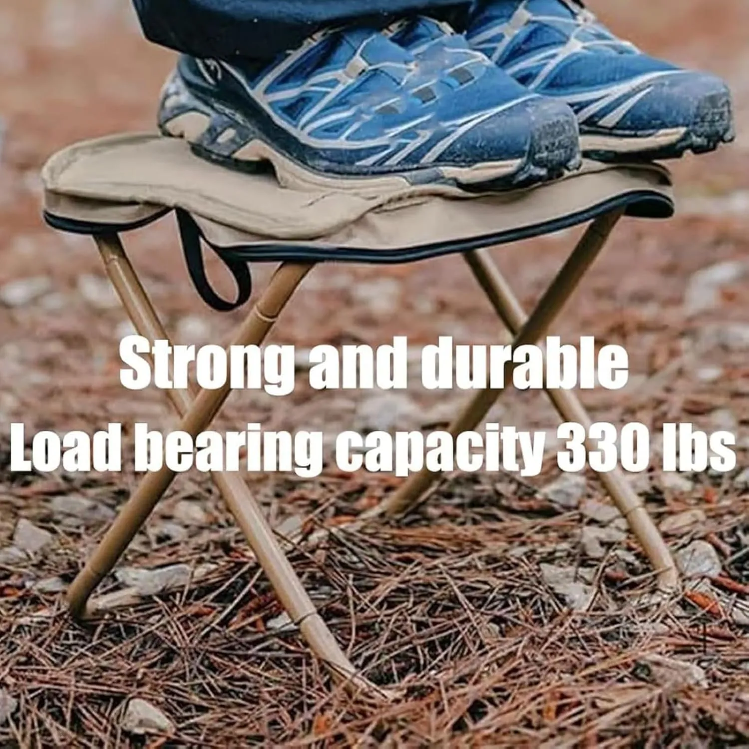 Mountaineering and Hiking Portable Stool– Supports Up to 265 Lbs, Durable Camping Stool, Outdoor Zipper Pack Folding Chair for Travel and Fishing (Pen Bag - Black, Large)