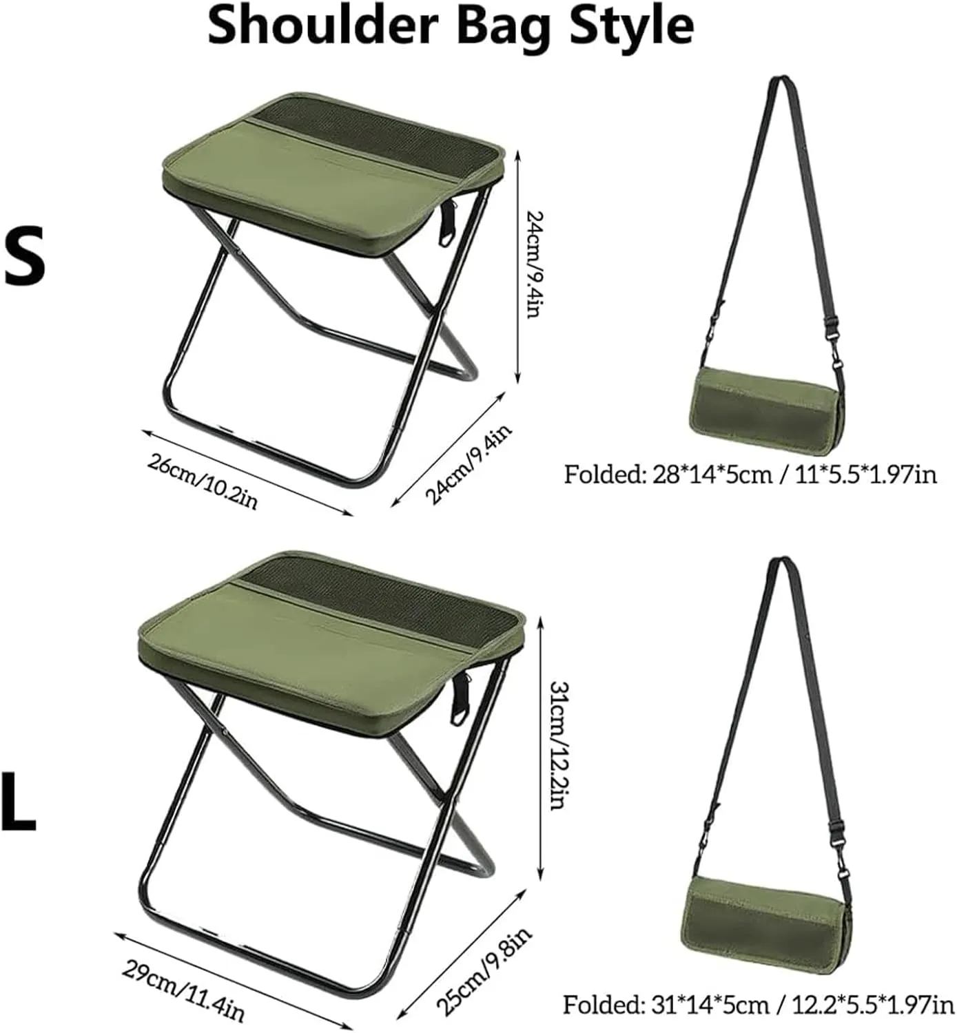 Mountaineering and Hiking Portable Stool– Supports Up to 265 Lbs, Durable Camping Stool, Outdoor Zipper Pack Folding Chair for Travel and Fishing (Pen Bag - Black, Large)