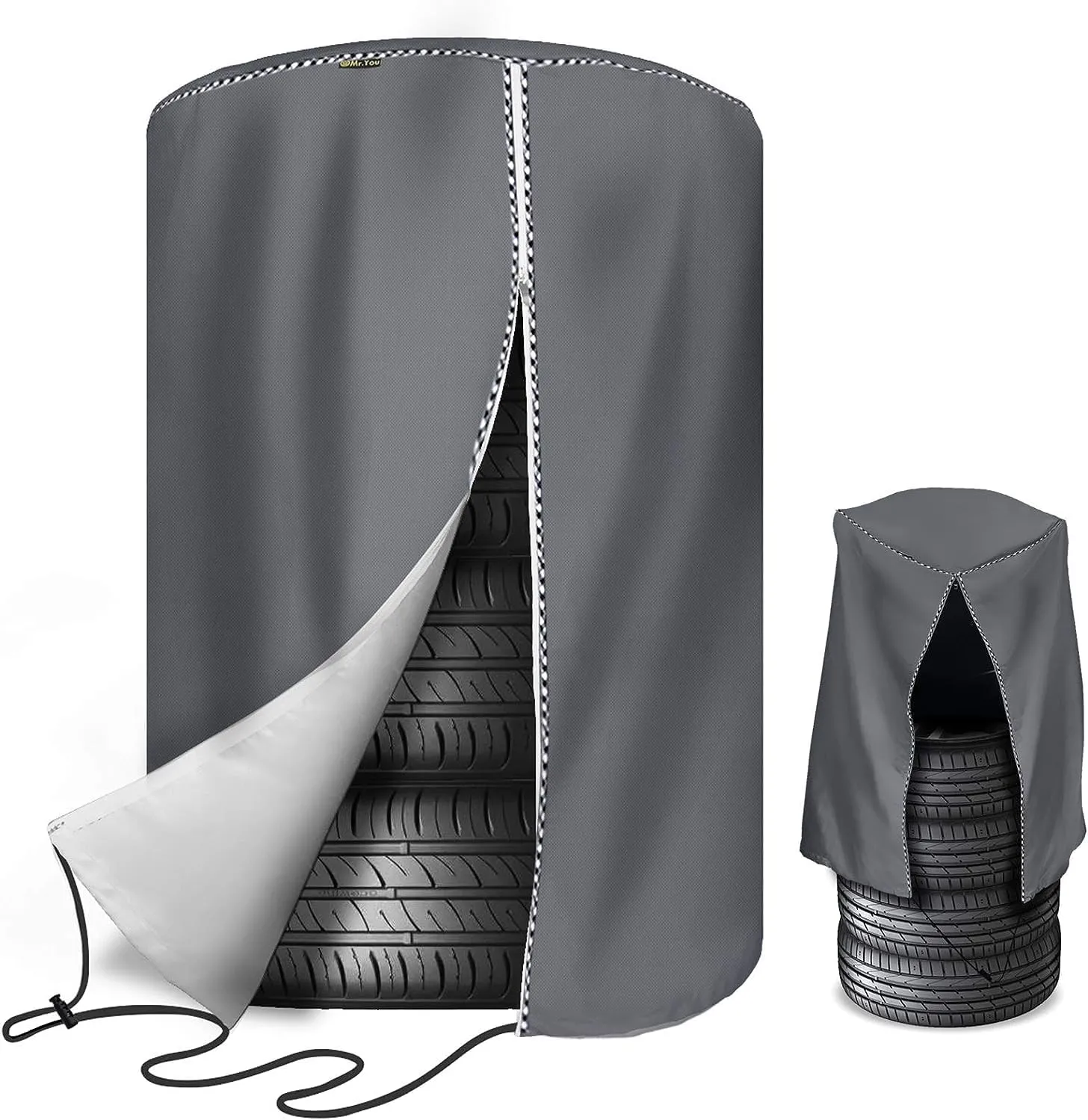 Mr.You Seasonal Tire Cover, Tire Storage Bag,Waterproof Dust-Proof (Fits up to 28" Tires, Gray)