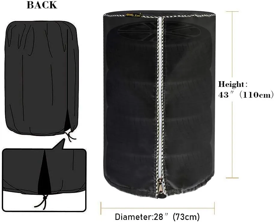 Mr.You Seasonal Tire Cover, Tire Storage Bag,Waterproof Dust-Proof (Fits up to 28" Tires, Gray)
