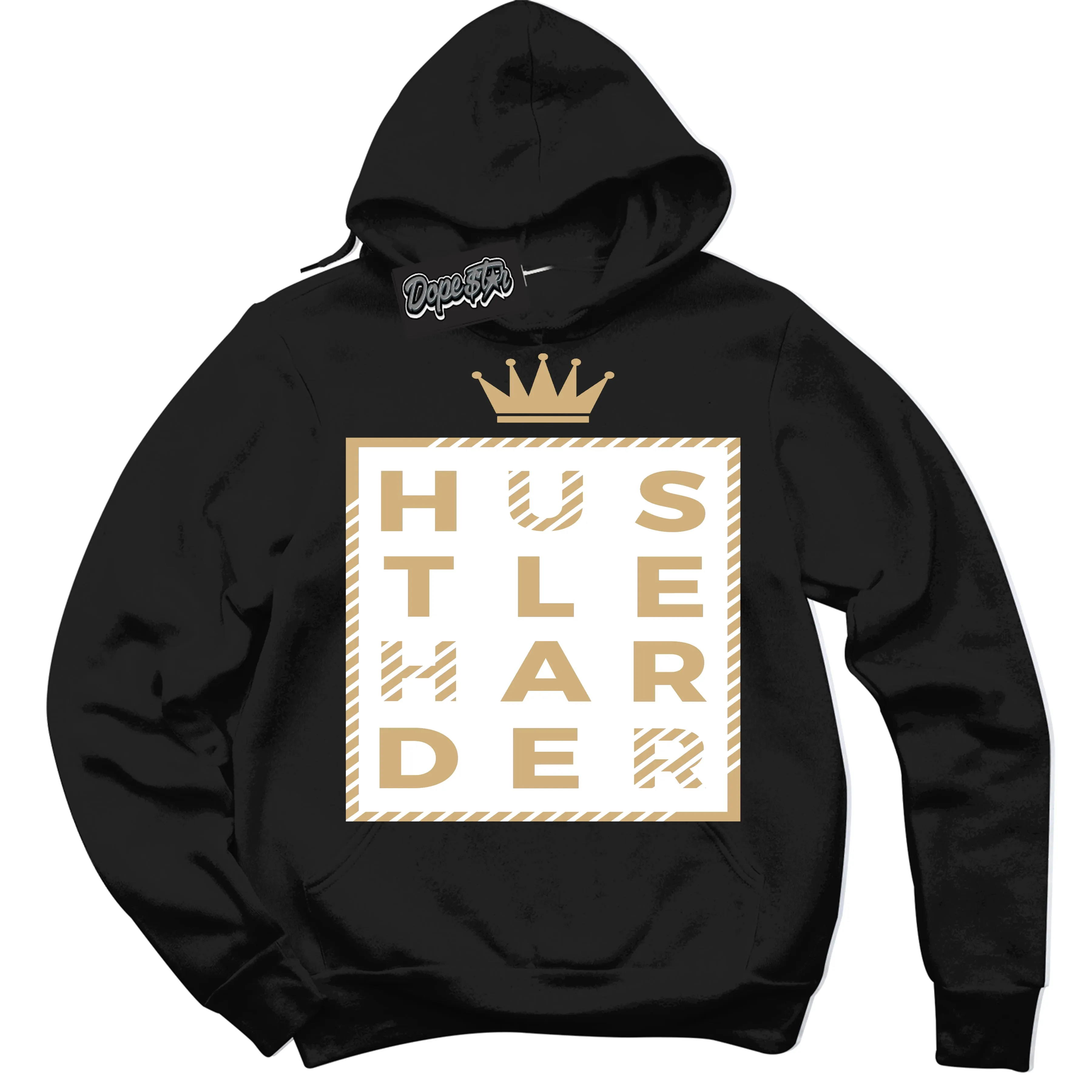 MVP White Metallic Gold Sneaker Hoodie Hustle Harder Graphic