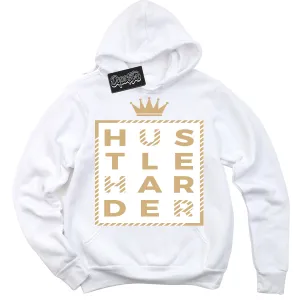 MVP White Metallic Gold Sneaker Hoodie Hustle Harder Graphic
