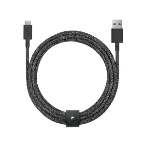 Native Union Belt Cable XL USB-C to USB-A - 10ft Ultra-Strong Charging Cable with Leather Strap Compatible with iPhone 16, Samsung Galaxy Z Fold 6, Flip 6, S25 Ultra, Pixel 9 Pro, iPad Pro (Cosmos)