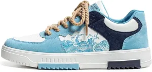 NCNDB Men's Retro Trendy Casual Shoes with Contrasting Color Patchwork Skateboard Sneaker