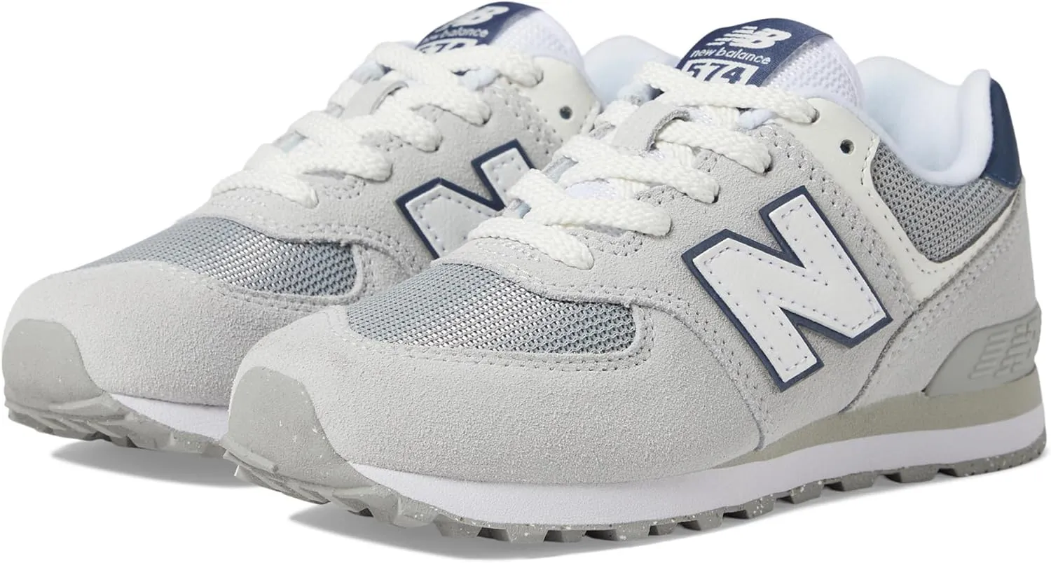 New Balance Kids 574 V1 70s Racing Lace-up Sneaker, Brighton Grey/Nb Navy, 1.5 Wide US Unisex Little