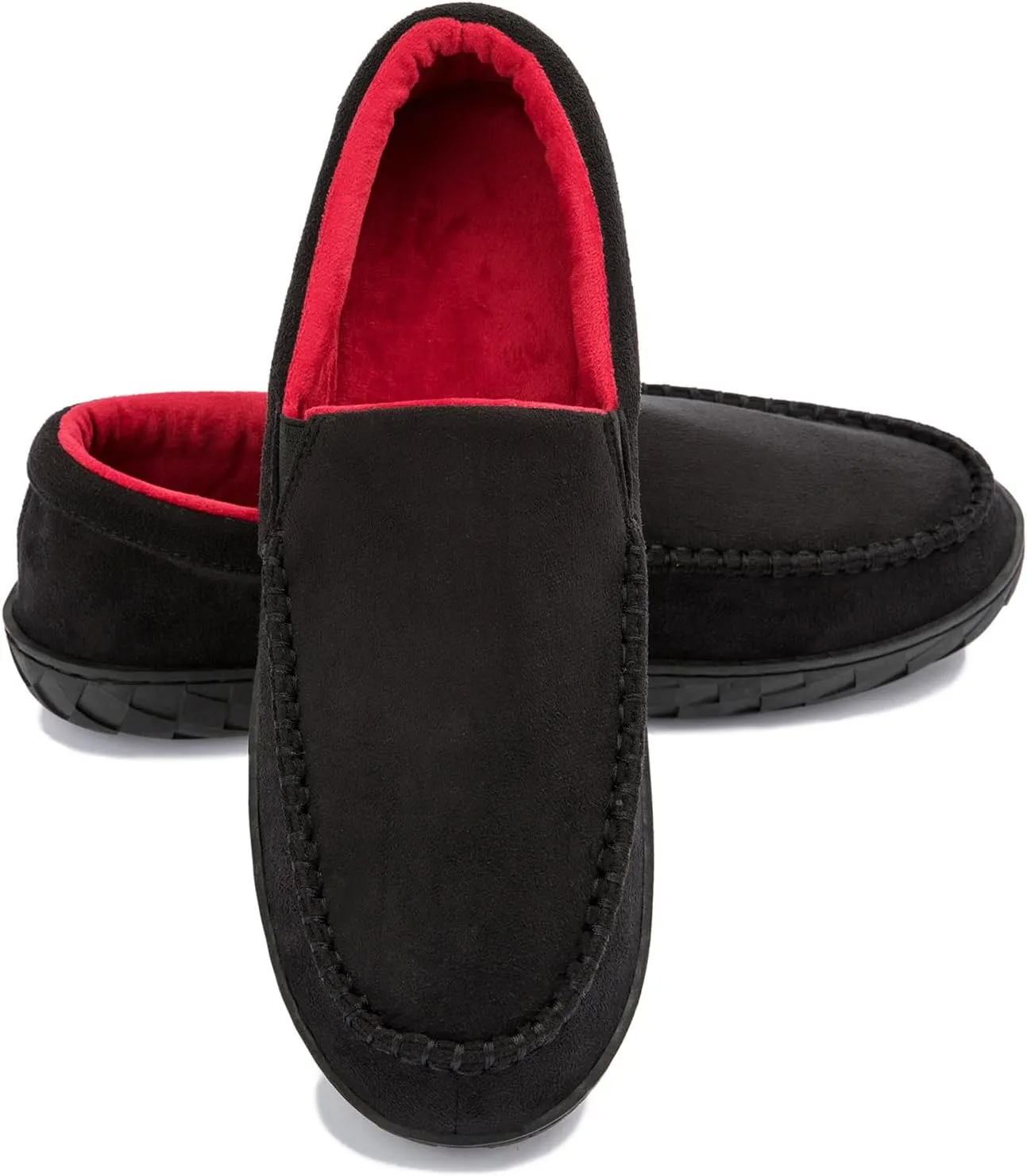 NewDenBer Men's Moccasin Slippers Warm Memory Foam Suede Soft Plush Lined Slip on Indoor Outdoor House Shoes