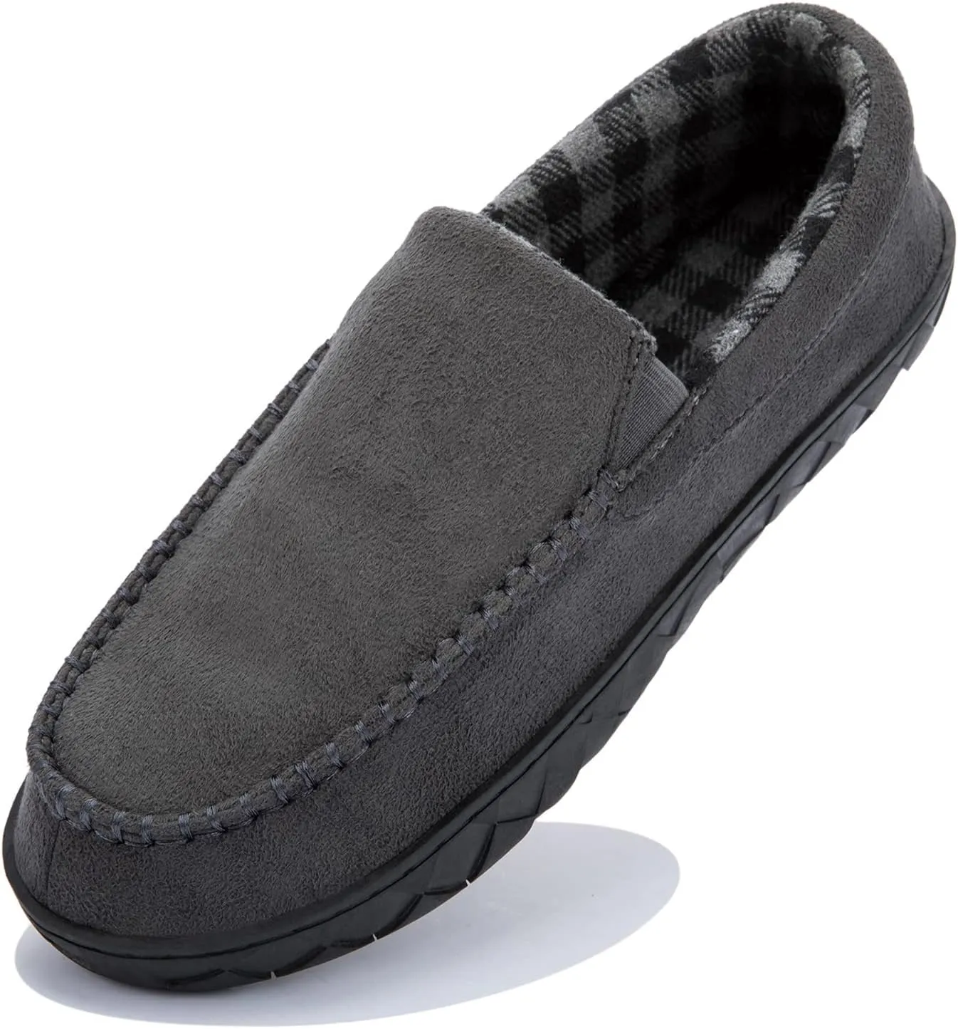 NewDenBer Men's Moccasin Slippers Warm Memory Foam Suede Soft Plush Lined Slip on Indoor Outdoor House Shoes