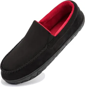 NewDenBer Men's Moccasin Slippers Warm Memory Foam Suede Soft Plush Lined Slip on Indoor Outdoor House Shoes