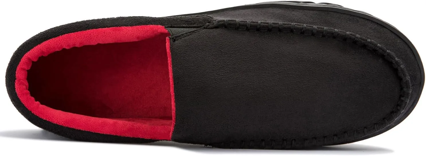 NewDenBer Men's Moccasin Slippers Warm Memory Foam Suede Soft Plush Lined Slip on Indoor Outdoor House Shoes