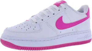Nike Air Force 1 Big Kids' Shoes (FV5948-102, White/Laser Fuchsia) Size 4.5