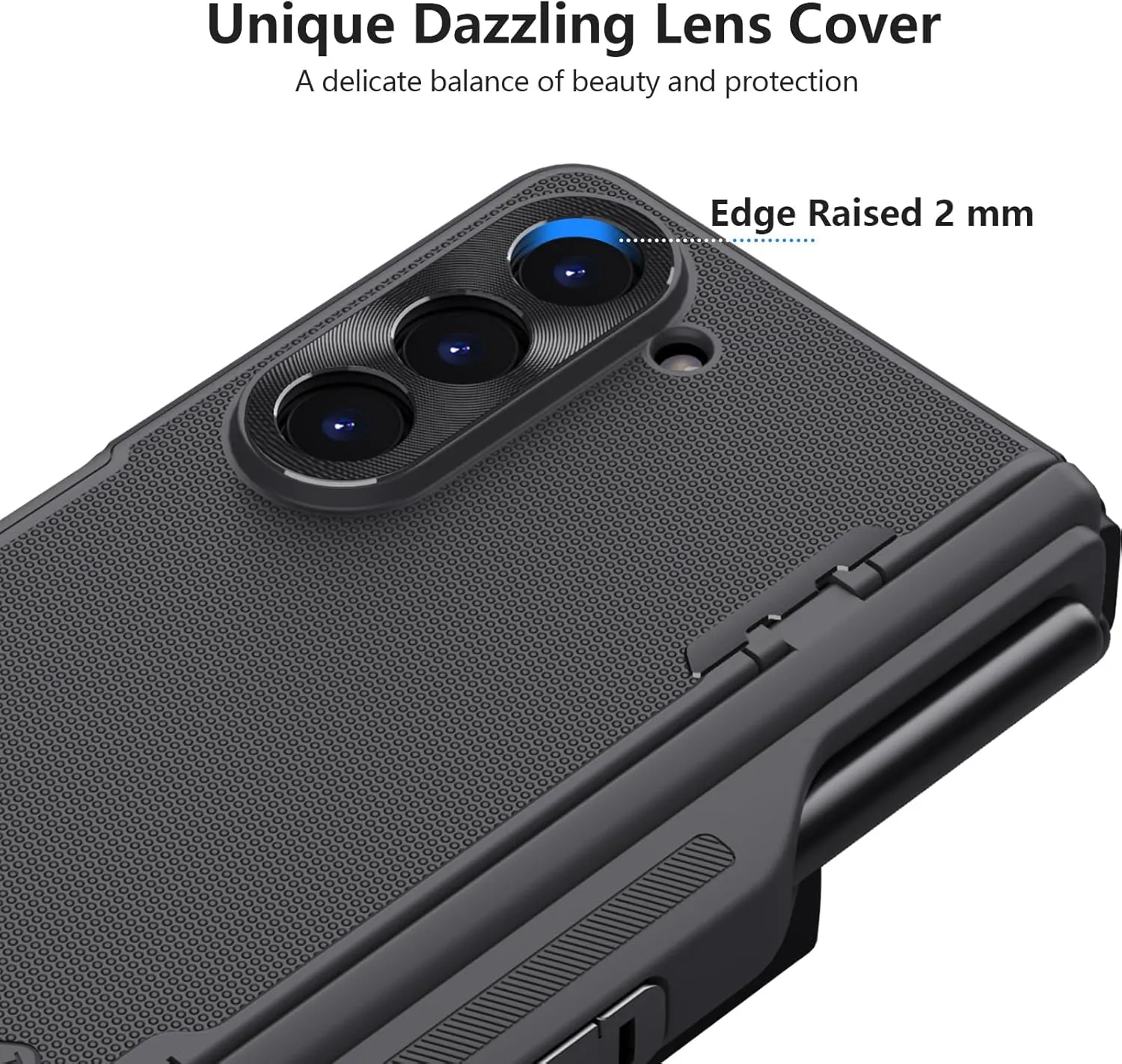 Nillkin Upgraded Case for Samsung Galaxy Z Fold 5 with S Pen Holder & Bump Texture Design [Creative Hinge Protection][Hidden Kickstand] Protective Phone Case - Black