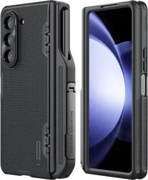 Nillkin Upgraded Case for Samsung Galaxy Z Fold 5 with S Pen Holder & Bump Texture Design [Creative Hinge Protection][Hidden Kickstand] Protective Phone Case - Black