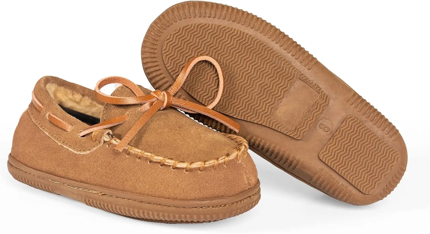 NORTY Moccasin House Slippers for Kids- Slip-On Toddler Shoes for Boys and Girls - Suede - Runs True to Size