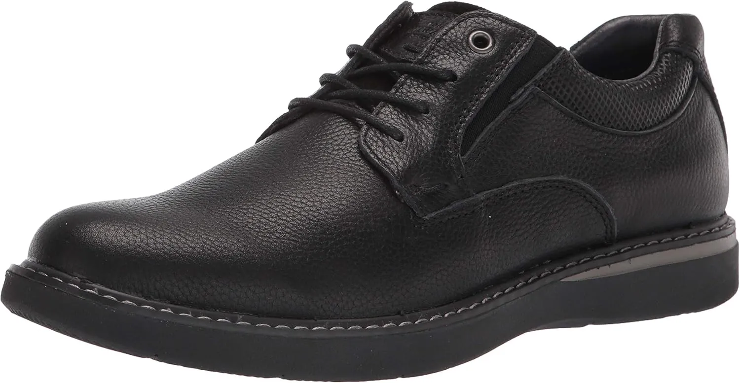 Nunn Bush Men's BAYRIDGE Plain Toe Lightweight Leather LACE-UP Oxford, Black, 9.5 Wide