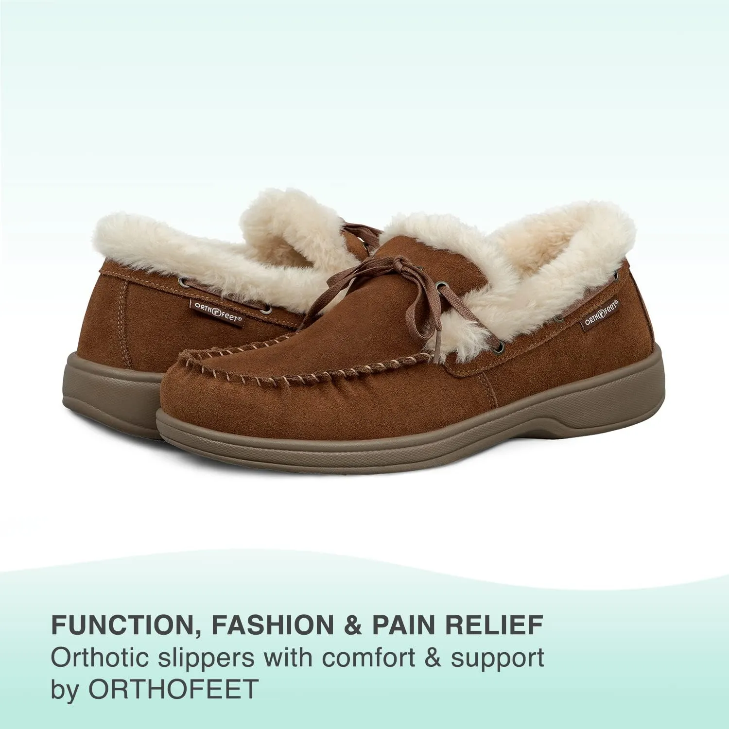 Orthofeet Men's Orthopedic Faux Fur Lined Tuscany Slippers