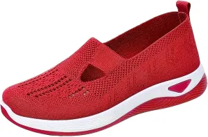 Orthopedic Walking Shoes for Women Woven Breathable Arch Support Soft Sole Shoe Mesh Slip On Diabetic Sneakers