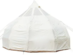 Outdoor Canvas Bell Tent 5M Canvas/900D Oxford Cloth Tent 4 Season Luxury Large Canvas Glamping Tent Yurt for Camping Hiking Party, Beige