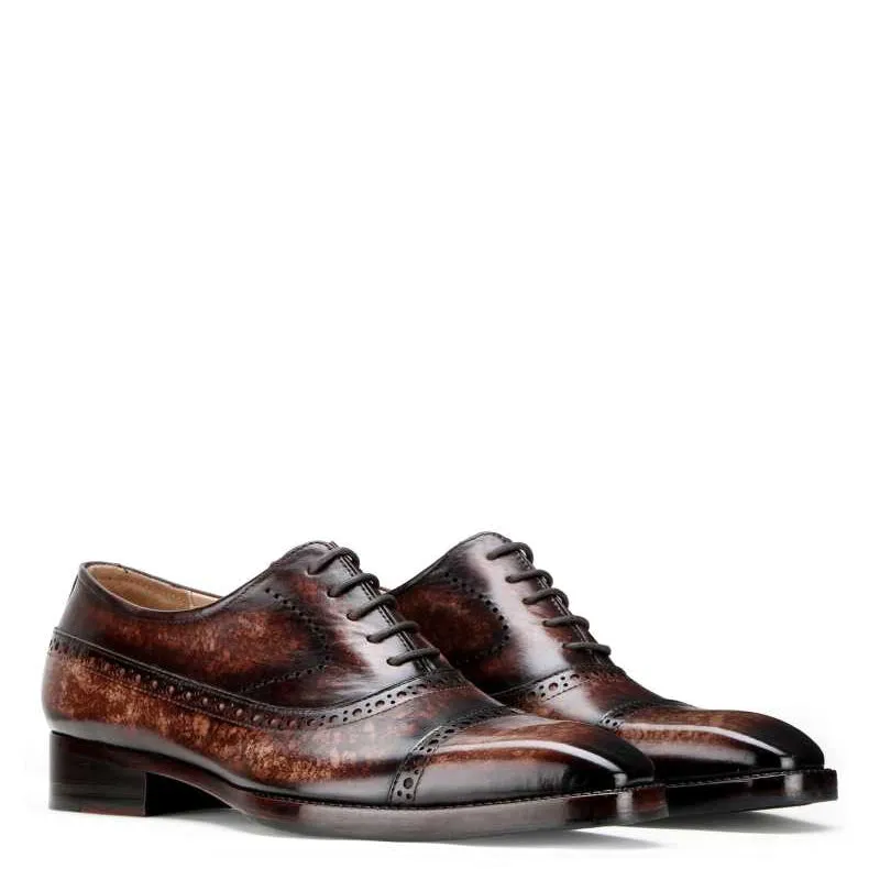 Patina Captoe Leather Formal Oxford Shoes
