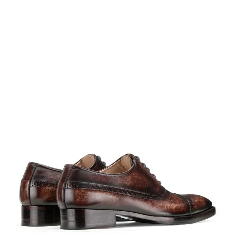 Patina Captoe Leather Formal Oxford Shoes