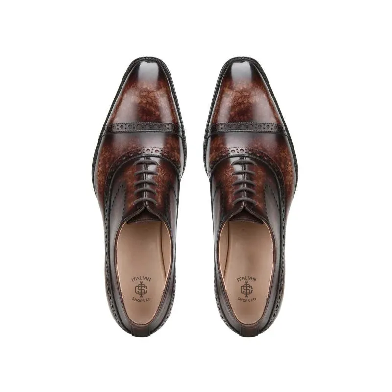 Patina Captoe Leather Formal Oxford Shoes