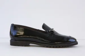 PAUL GREEN - 1027-07X FLAT LOAFER WITH CHAIN - BLACK PATENT