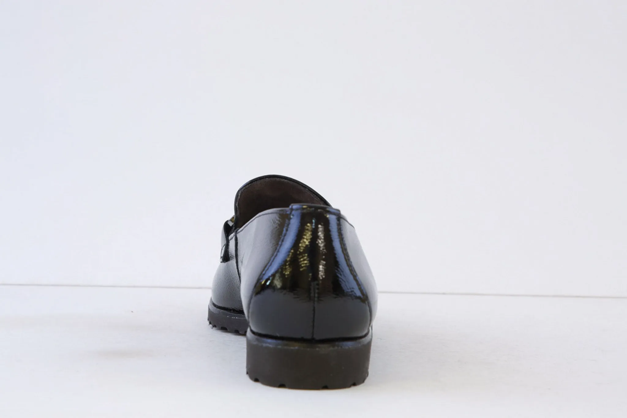 PAUL GREEN - 1027-07X FLAT LOAFER WITH CHAIN - BLACK PATENT