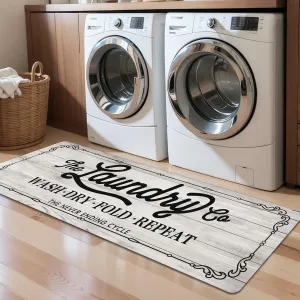 Pauwer Farmhouse Laundry Room Rug Runner 24"x59" Rubber Non Slip Kitchen Mats for Floor Waterproof Laundry Area Rug Washable Floor Carpet Runner for Entryway Bathroom Hallway Mudroom