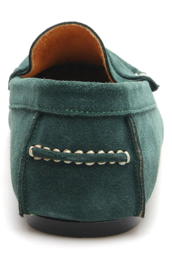 Penny Leather Loafer Suede Green Duck Head