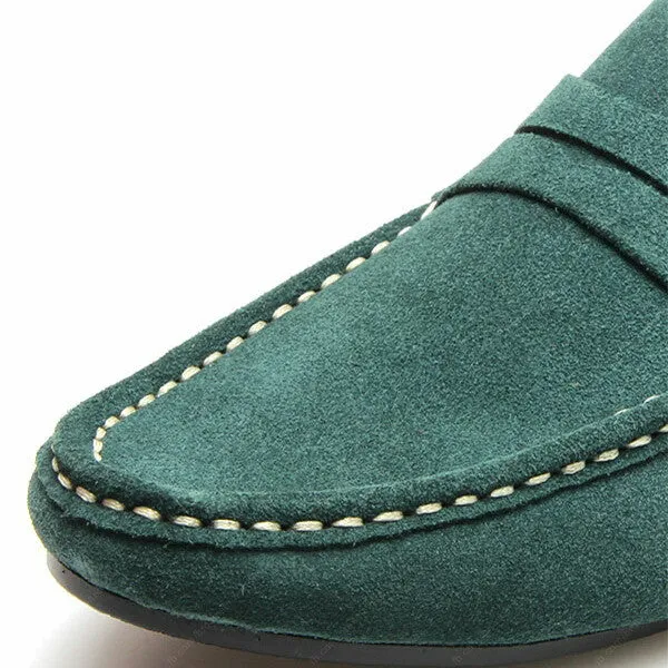 Penny Leather Loafer Suede Green Duck Head