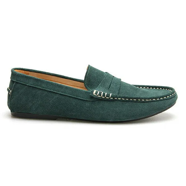 Penny Leather Loafer Suede Green Duck Head