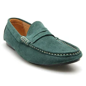 Penny Leather Loafer Suede Green Duck Head
